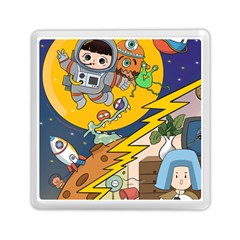 Astronaut Moon Monsters Spaceship Universe Space Cosmos Memory Card Reader (square)