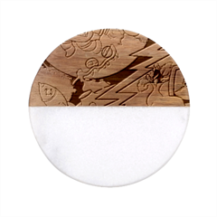 Astronaut Moon Monsters Spaceship Universe Space Cosmos Classic Marble Wood Coaster (round)  by Maspions