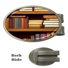 Book Nook Books Bookshelves Comfortable Cozy Literature Library Study Reading Room Fiction Entertain Money Clips (oval)  by Maspions