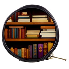 Book Nook Books Bookshelves Comfortable Cozy Literature Library Study Reading Room Fiction Entertain Mini Makeup Bag by Maspions