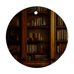 Books Book Shelf Shelves Knowledge Book Cover Gothic Old Ornate Library Ornament (Round) Front