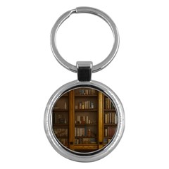 Books Book Shelf Shelves Knowledge Book Cover Gothic Old Ornate Library Key Chain (round)