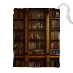 Books Book Shelf Shelves Knowledge Book Cover Gothic Old Ornate Library Drawstring Pouch (5xl) by Maspions