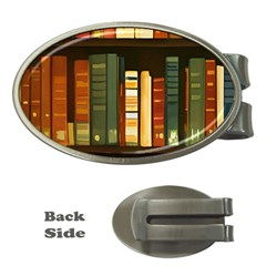 Books Bookshelves Library Fantasy Apothecary Book Nook Literature Study Money Clips (oval)  by Grandong