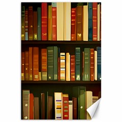 Books Bookshelves Library Fantasy Apothecary Book Nook Literature Study Canvas 12  X 18  by Grandong
