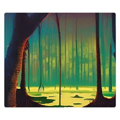 Nature Swamp Water Sunset Spooky Night Reflections Bayou Lake Premium Plush Fleece Blanket (small) by Grandong