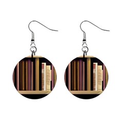 Books Bookshelves Office Fantasy Background Artwork Book Cover Apothecary Book Nook Literature Libra Mini Button Earrings by Grandong