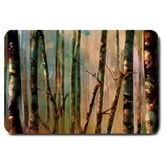 Woodland Woods Forest Trees Nature Outdoors Mist Moon Background Artwork Book Large Doormat by Grandong