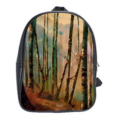 Woodland Woods Forest Trees Nature Outdoors Mist Moon Background Artwork Book School Bag (xl)