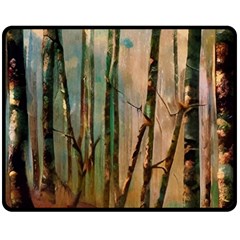 Woodland Woods Forest Trees Nature Outdoors Mist Moon Background Artwork Book Two Sides Fleece Blanket (medium) by Grandong