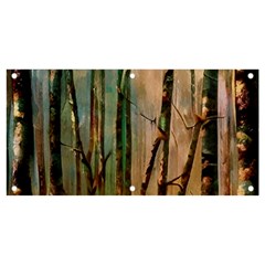 Woodland Woods Forest Trees Nature Outdoors Mist Moon Background Artwork Book Banner And Sign 4  X 2  by Grandong