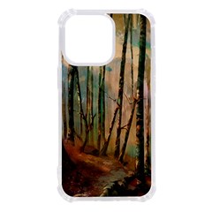 Woodland Woods Forest Trees Nature Outdoors Mist Moon Background Artwork Book Iphone 13 Pro Tpu Uv Print Case by Grandong