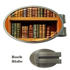 Room Interior Library Books Bookshelves Reading Literature Study Fiction Old Manor Book Nook Reading Money Clips (oval)  by Grandong