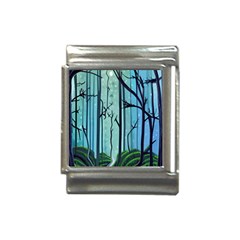 Nature Outdoors Night Trees Scene Forest Woods Light Moonlight Wilderness Stars Italian Charm (13mm)