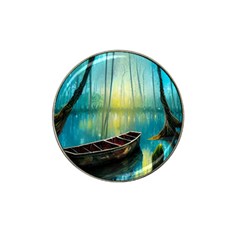 Swamp Bayou Rowboat Sunset Landscape Lake Water Moss Trees Logs Nature Scene Boat Twilight Quiet Hat Clip Ball Marker (4 Pack) by Grandong