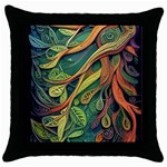 Outdoors Night Setting Scene Forest Woods Light Moonlight Nature Wilderness Leaves Branches Abstract Throw Pillow Case (Black) Front