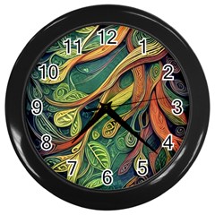 Outdoors Night Setting Scene Forest Woods Light Moonlight Nature Wilderness Leaves Branches Abstract Wall Clock (black) by Grandong