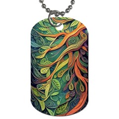 Outdoors Night Setting Scene Forest Woods Light Moonlight Nature Wilderness Leaves Branches Abstract Dog Tag (one Side) by Grandong