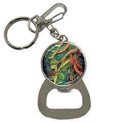 Outdoors Night Setting Scene Forest Woods Light Moonlight Nature Wilderness Leaves Branches Abstract Bottle Opener Key Chain by Grandong