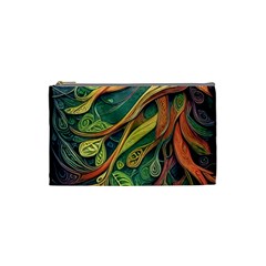 Outdoors Night Setting Scene Forest Woods Light Moonlight Nature Wilderness Leaves Branches Abstract Cosmetic Bag (small)