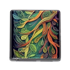 Outdoors Night Setting Scene Forest Woods Light Moonlight Nature Wilderness Leaves Branches Abstract Memory Card Reader (square 5 Slot) by Grandong