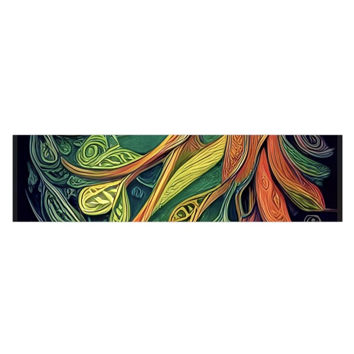 Outdoors Night Setting Scene Forest Woods Light Moonlight Nature Wilderness Leaves Branches Abstract Oblong Satin Scarf (16  x 60 )