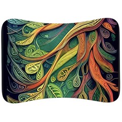 Outdoors Night Setting Scene Forest Woods Light Moonlight Nature Wilderness Leaves Branches Abstract Velour Seat Head Rest Cushion by Grandong