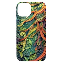 Outdoors Night Setting Scene Forest Woods Light Moonlight Nature Wilderness Leaves Branches Abstract Iphone 14 Black Uv Print Case by Grandong