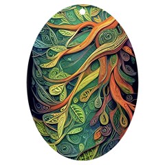 Outdoors Night Setting Scene Forest Woods Light Moonlight Nature Wilderness Leaves Branches Abstract Uv Print Acrylic Ornament Oval