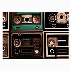 Retro Electronics Old Antiques Texture Wallpaper Vintage Cassette Tapes Retrospective Large Glasses Cloth by Grandong