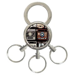 Retro Cameras Old Vintage Antique Technology Wallpaper Retrospective 3-ring Key Chain by Grandong