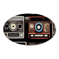 Retro Cameras Old Vintage Antique Technology Wallpaper Retrospective Oval Magnet
