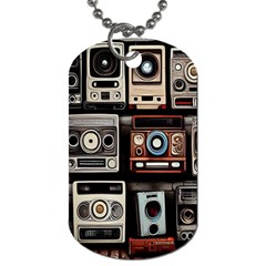 Retro Cameras Old Vintage Antique Technology Wallpaper Retrospective Dog Tag (Two Sides)