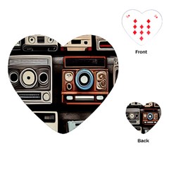 Retro Cameras Old Vintage Antique Technology Wallpaper Retrospective Playing Cards Single Design (Heart)