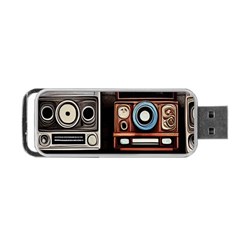 Retro Cameras Old Vintage Antique Technology Wallpaper Retrospective Portable USB Flash (Two Sides)