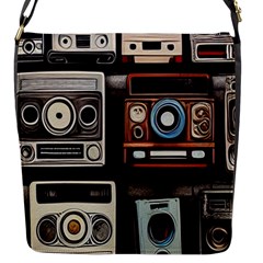 Retro Cameras Old Vintage Antique Technology Wallpaper Retrospective Flap Closure Messenger Bag (S)