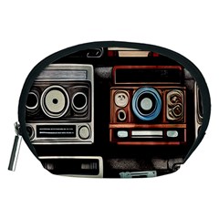 Retro Cameras Old Vintage Antique Technology Wallpaper Retrospective Accessory Pouch (medium) by Grandong