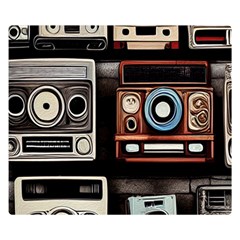 Retro Cameras Old Vintage Antique Technology Wallpaper Retrospective Two Sides Premium Plush Fleece Blanket (Kids Size)