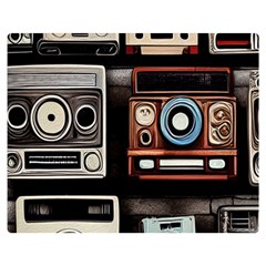 Retro Cameras Old Vintage Antique Technology Wallpaper Retrospective Two Sides Premium Plush Fleece Blanket (Teen Size)