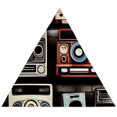 Retro Cameras Old Vintage Antique Technology Wallpaper Retrospective Wooden Puzzle Triangle