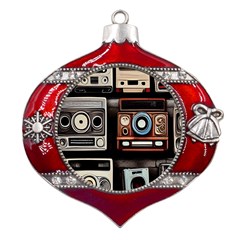 Retro Cameras Old Vintage Antique Technology Wallpaper Retrospective Metal Snowflake And Bell Red Ornament