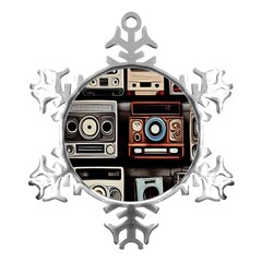 Retro Cameras Old Vintage Antique Technology Wallpaper Retrospective Metal Small Snowflake Ornament