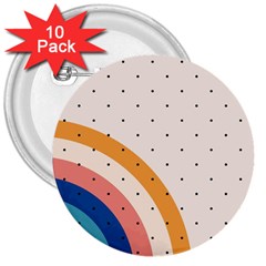 Abstract Geometric Bauhaus Polka Dots Retro Memphis Rainbow 3  Buttons (10 Pack) 