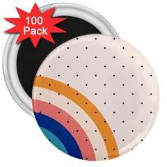 Abstract Geometric Bauhaus Polka Dots Retro Memphis Rainbow 3  Magnets (100 Pack)