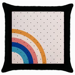 Abstract Geometric Bauhaus Polka Dots Retro Memphis Rainbow Throw Pillow Case (black)