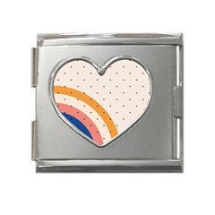 Abstract Geometric Bauhaus Polka Dots Retro Memphis Rainbow Mega Link Heart Italian Charm (18mm)