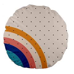 Abstract Geometric Bauhaus Polka Dots Retro Memphis Rainbow Large 18  Premium Round Cushions