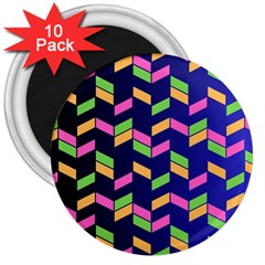 Background Pattern Geometric Pink Yellow Green 3  Magnets (10 Pack) 