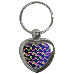 Background Pattern Geometric Pink Yellow Green Key Chain (heart)