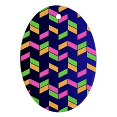 Background Pattern Geometric Pink Yellow Green Oval Ornament (two Sides)